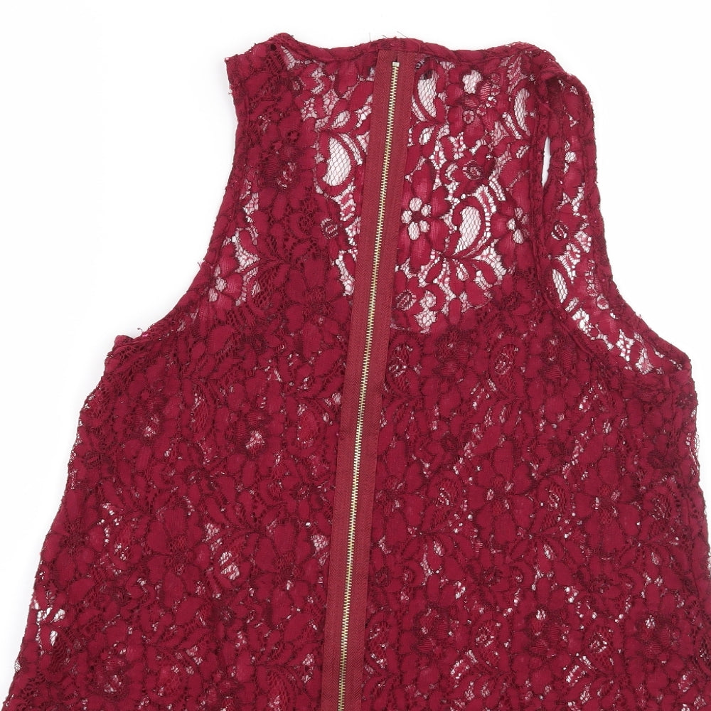 Select Womens Red Floral Basic Blouse Size 8