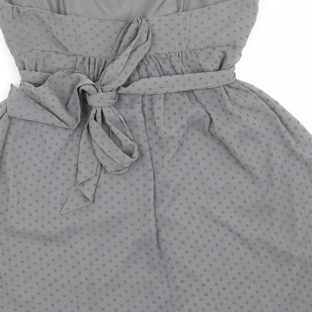 Miso Womens Grey Polka Dot Fit & Flare Size 10