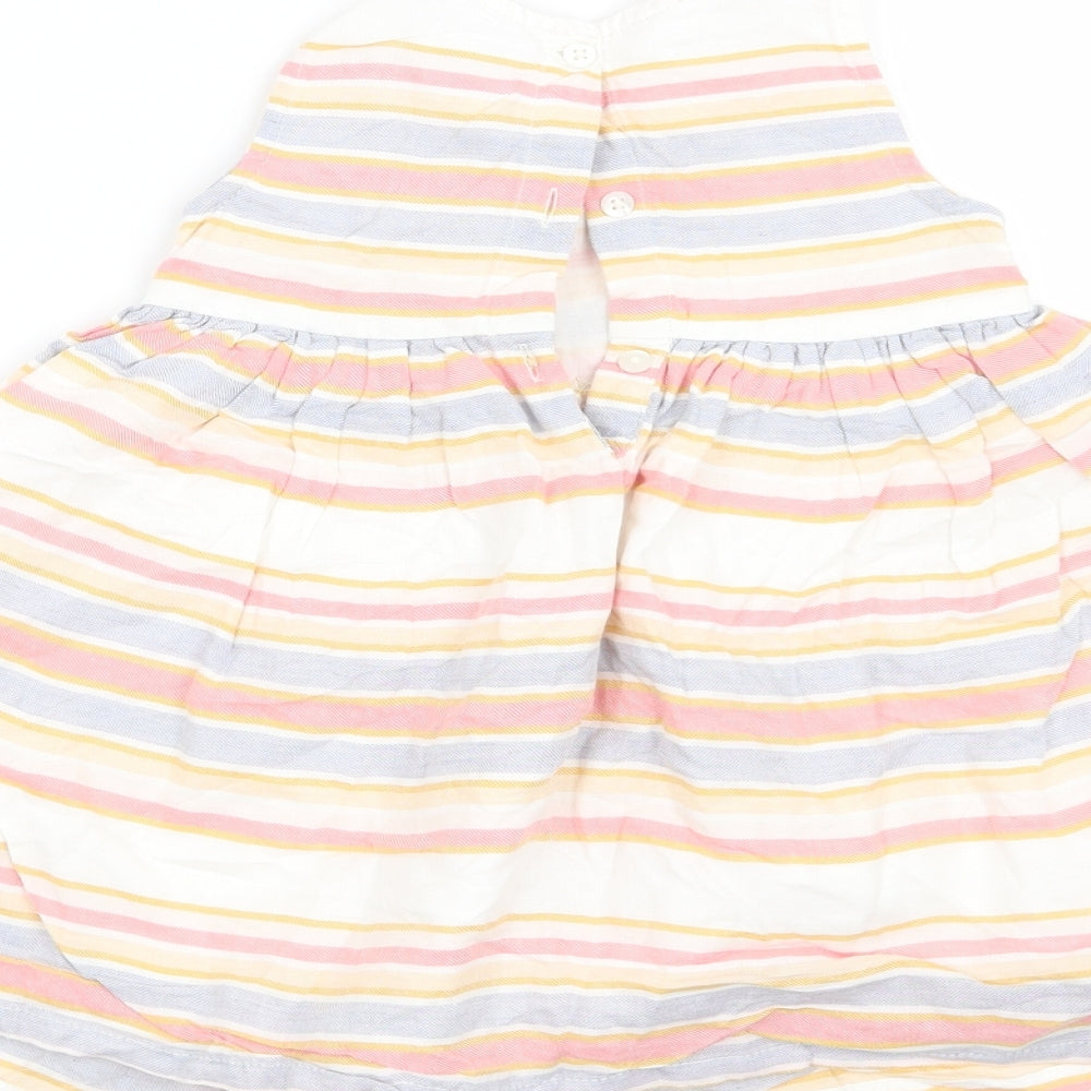 George Girls White Striped Fit & Flare Size 6-9 Months