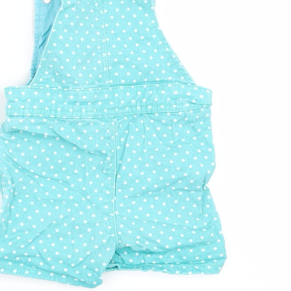 M&Co Girls Green Polka Dot Dungaree One-Piece Size 6-9 Months
