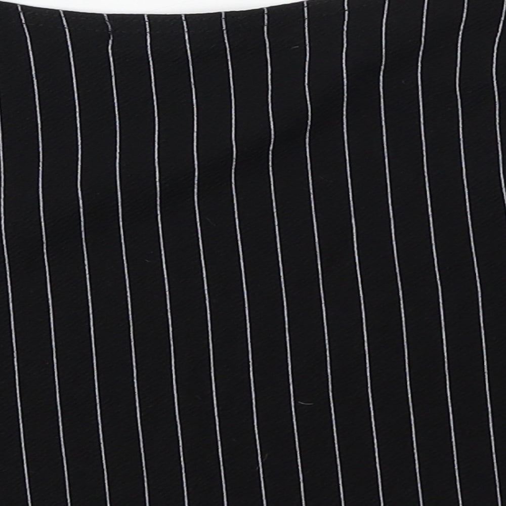PRETTYLITTLETHING Womens Black Striped Basic T-Shirt Size 8