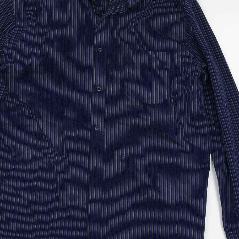 Debenhams Mens Blue Striped Button-Up Size 16