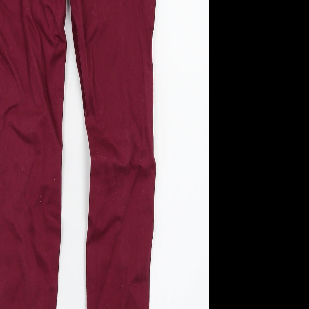 Brand and care label for Denim & Co. girls’ purple denim skinny jeans, size 11-12, years - distressed