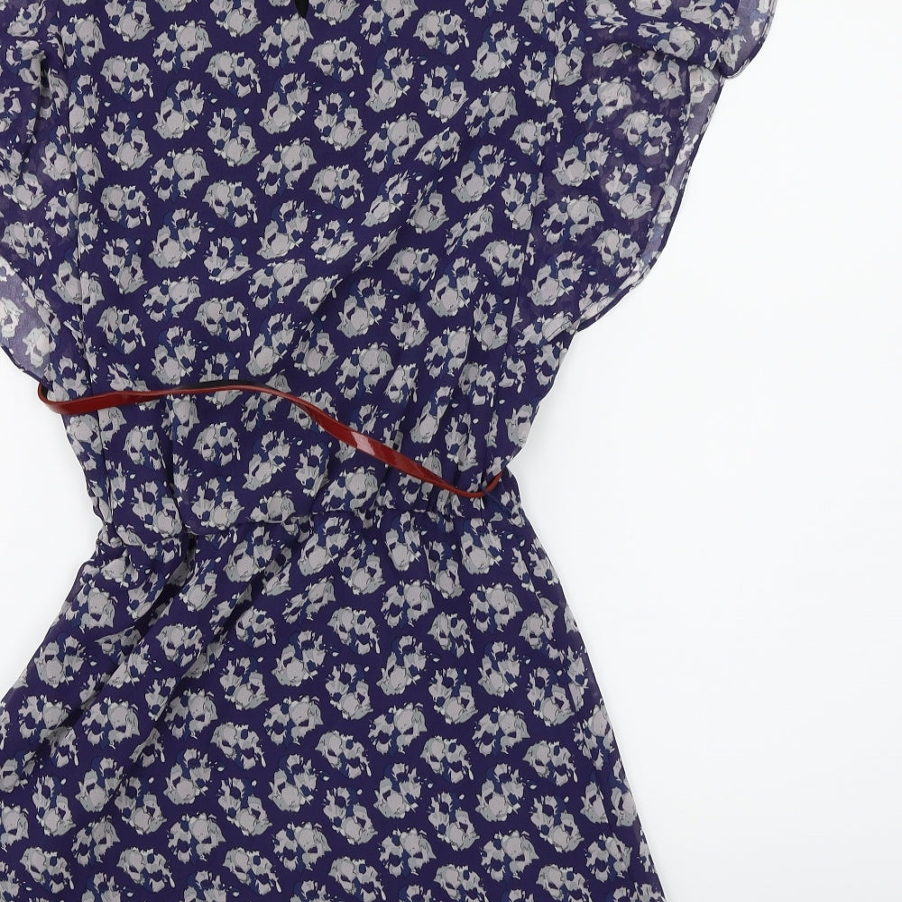 George Womens Blue Floral Chiffon Shift Size 10