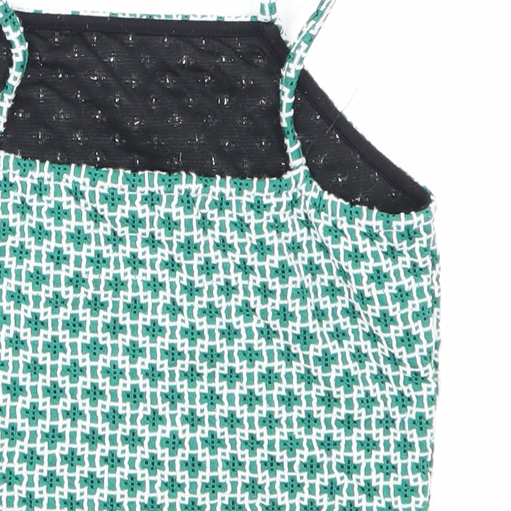 Topshop Womens Green Argyle/Diamond Basic Tank Size 6