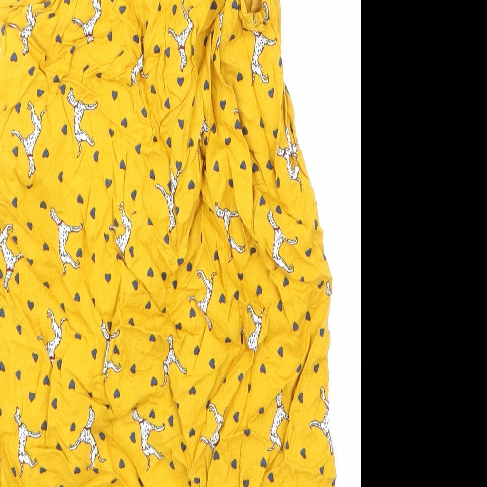 JUST FOR YOU Girls Yellow Animal Print Basic Button-Up Size 10-11 Years