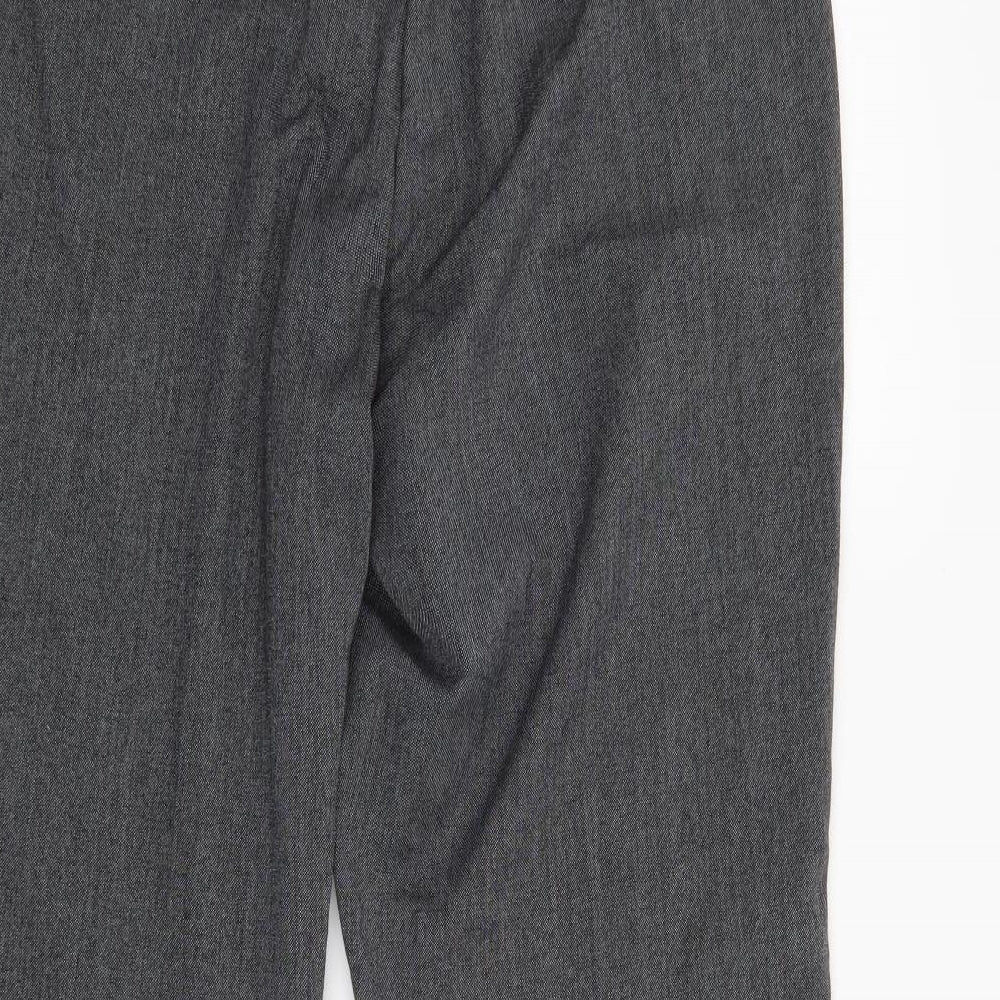 Brand and care label for Debenhams women’s grey trousers, size UK 14, 28-inch leg