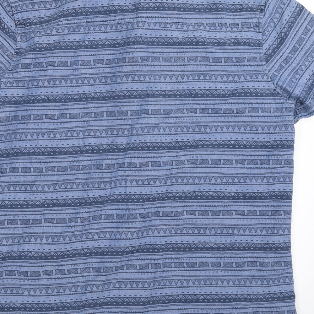 New Look Mens Blue Geometric Button-Up Size L