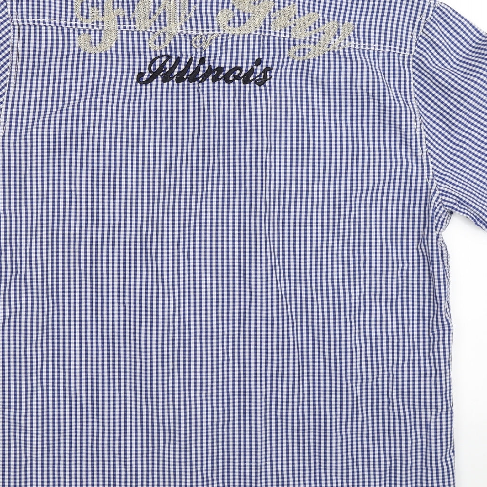 Fly Guy Mens Blue Check Button-Up Size XL