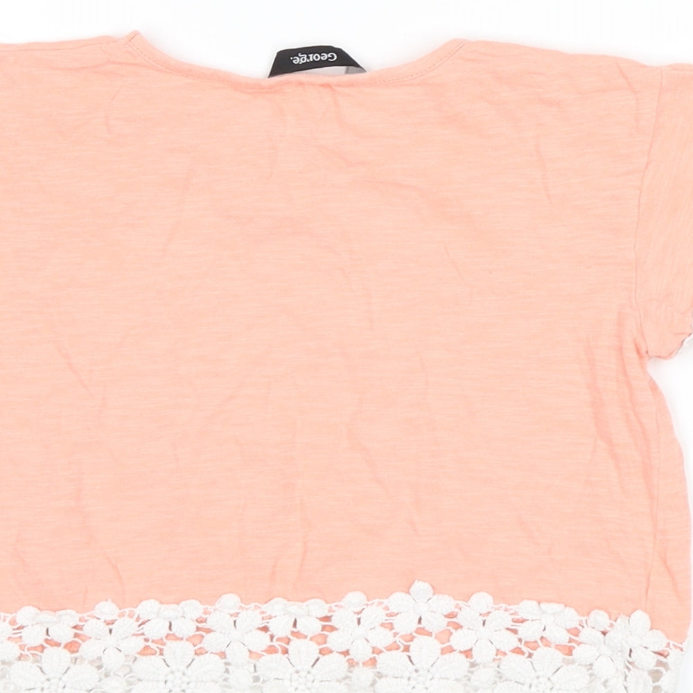 George Girls Pink Cropped T-Shirt Size 4-5 Years