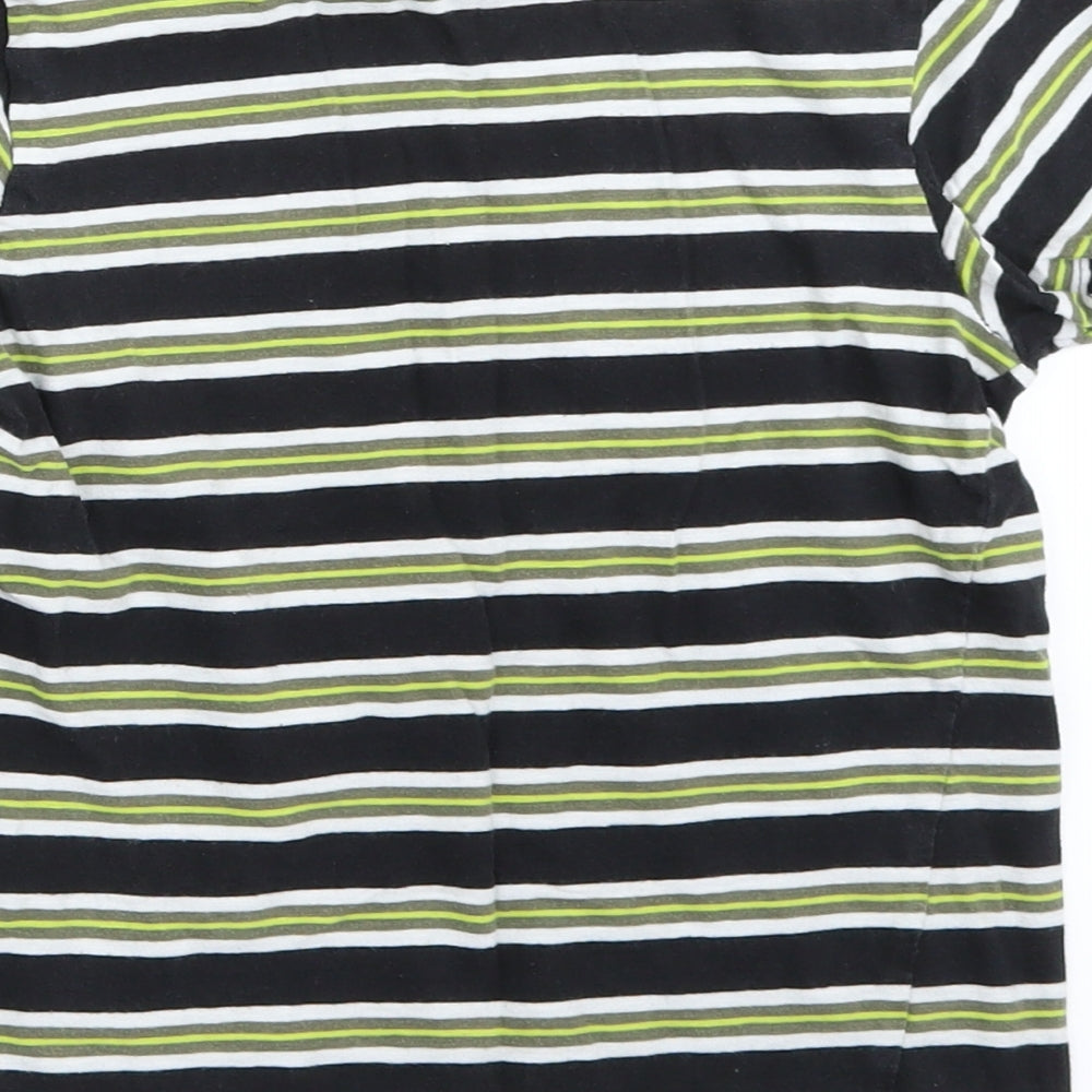 George Girls Black Striped Basic T-Shirt Size 6-7 Years