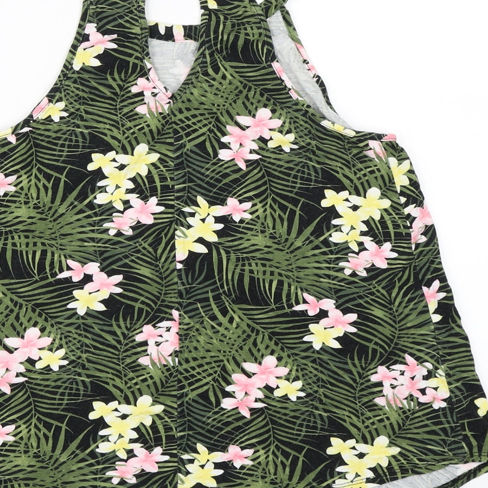 Dorothy Perkins Womens Green Floral Basic Tank Size 10