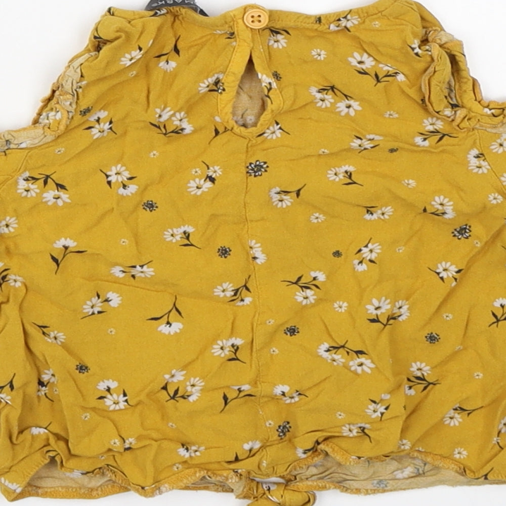 Primark Girls Yellow Floral Basic T-Shirt Size 4-5 Years