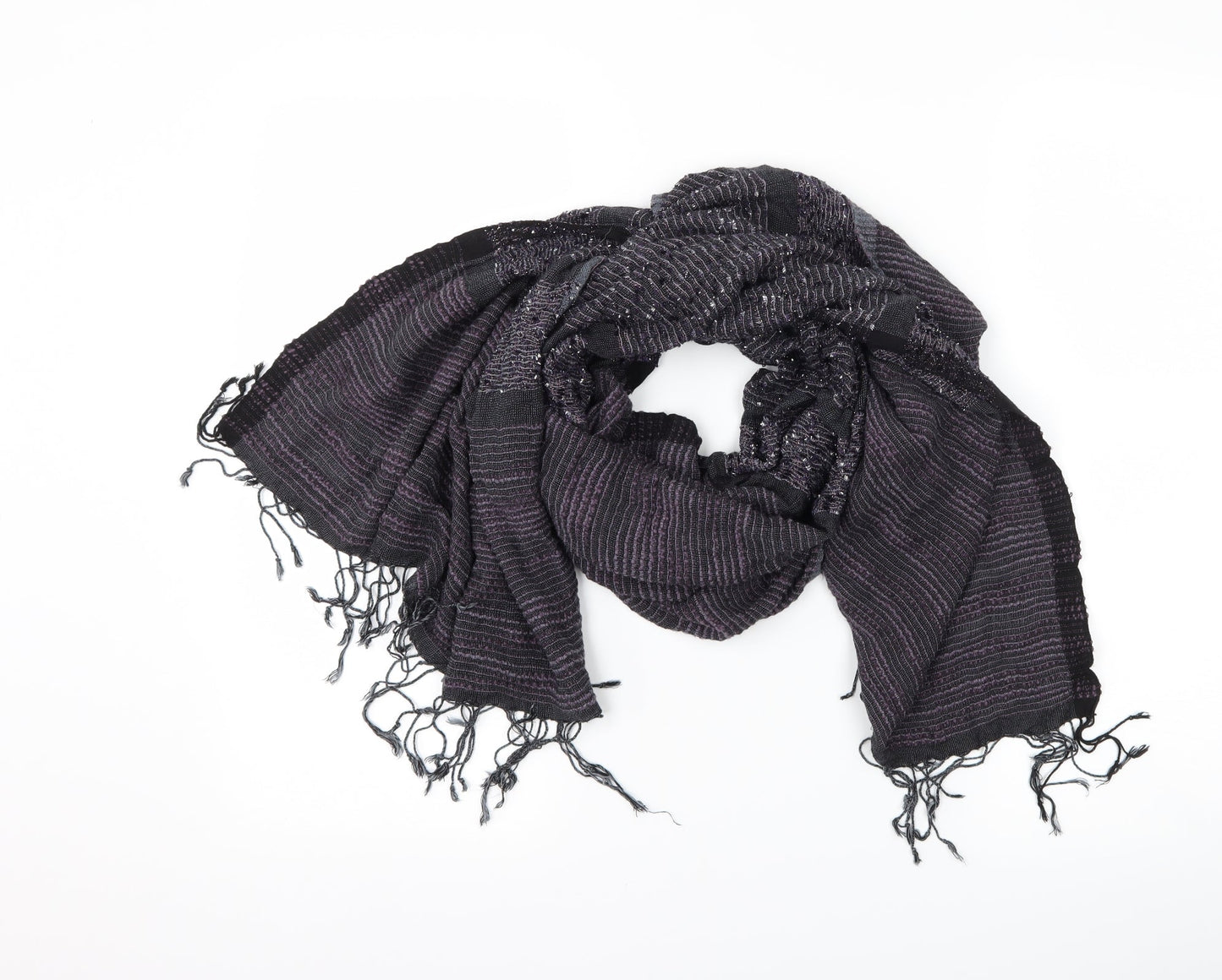 George Womens Black Striped Scarf