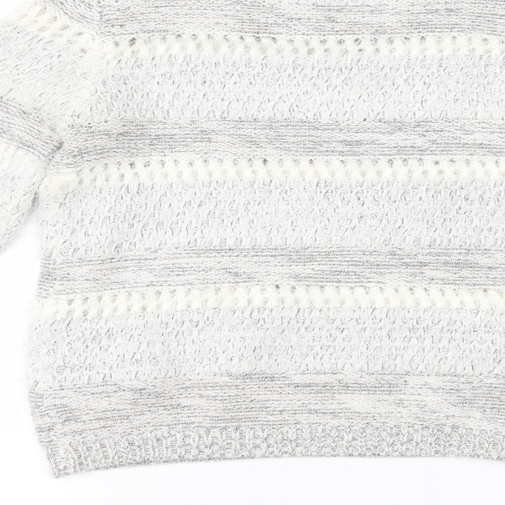 F&F Womens Grey Striped Pullover Jumper Size 8