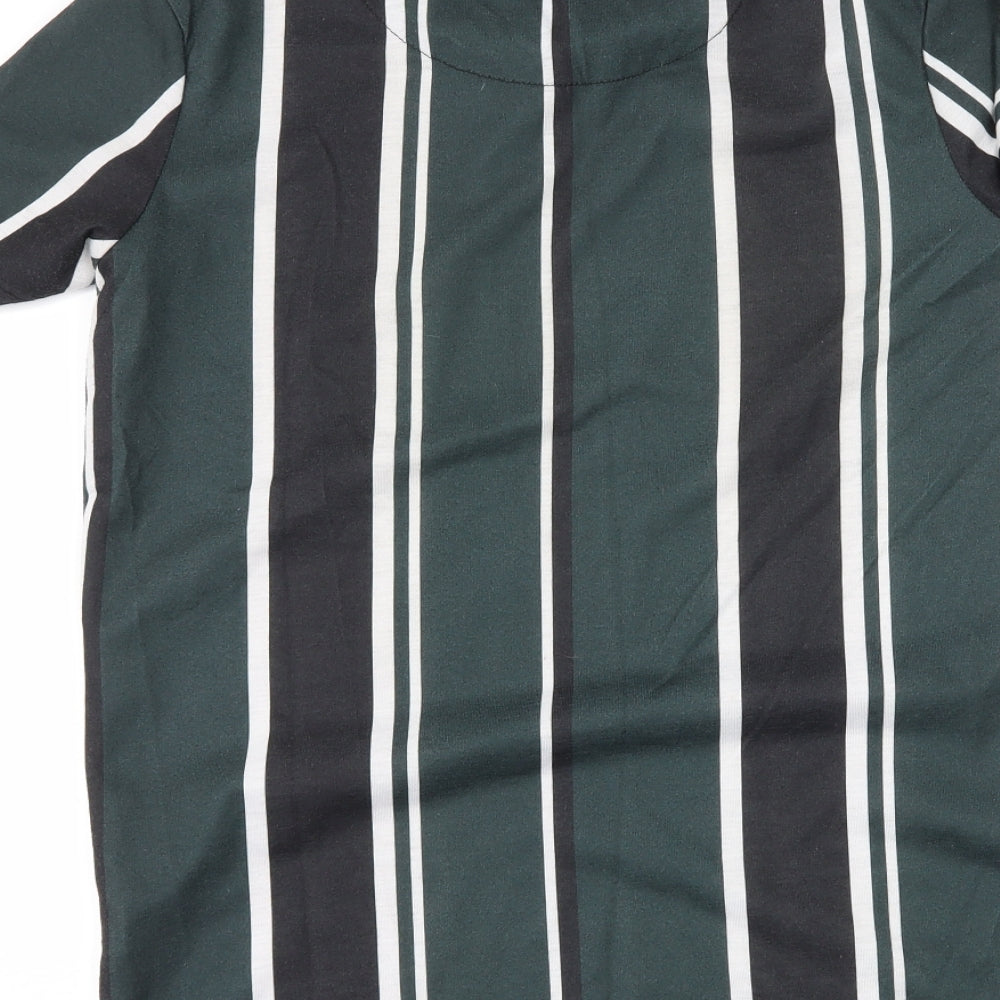 Criminal Damage Mens Green Striped T-Shirt Size XS