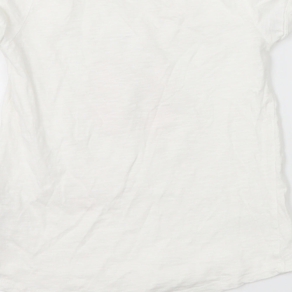 Brand and care label for H&M girls’ white basic t-shirt, size 9-10, years - butterflies