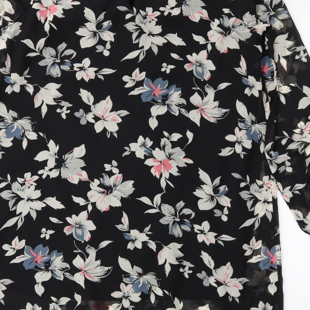 Mela Loves London Womens Black Floral Pencil Dress Size 14