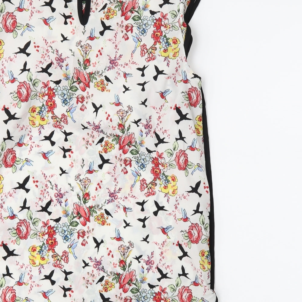wallia Womens White Floral Basic Blouse Size 10