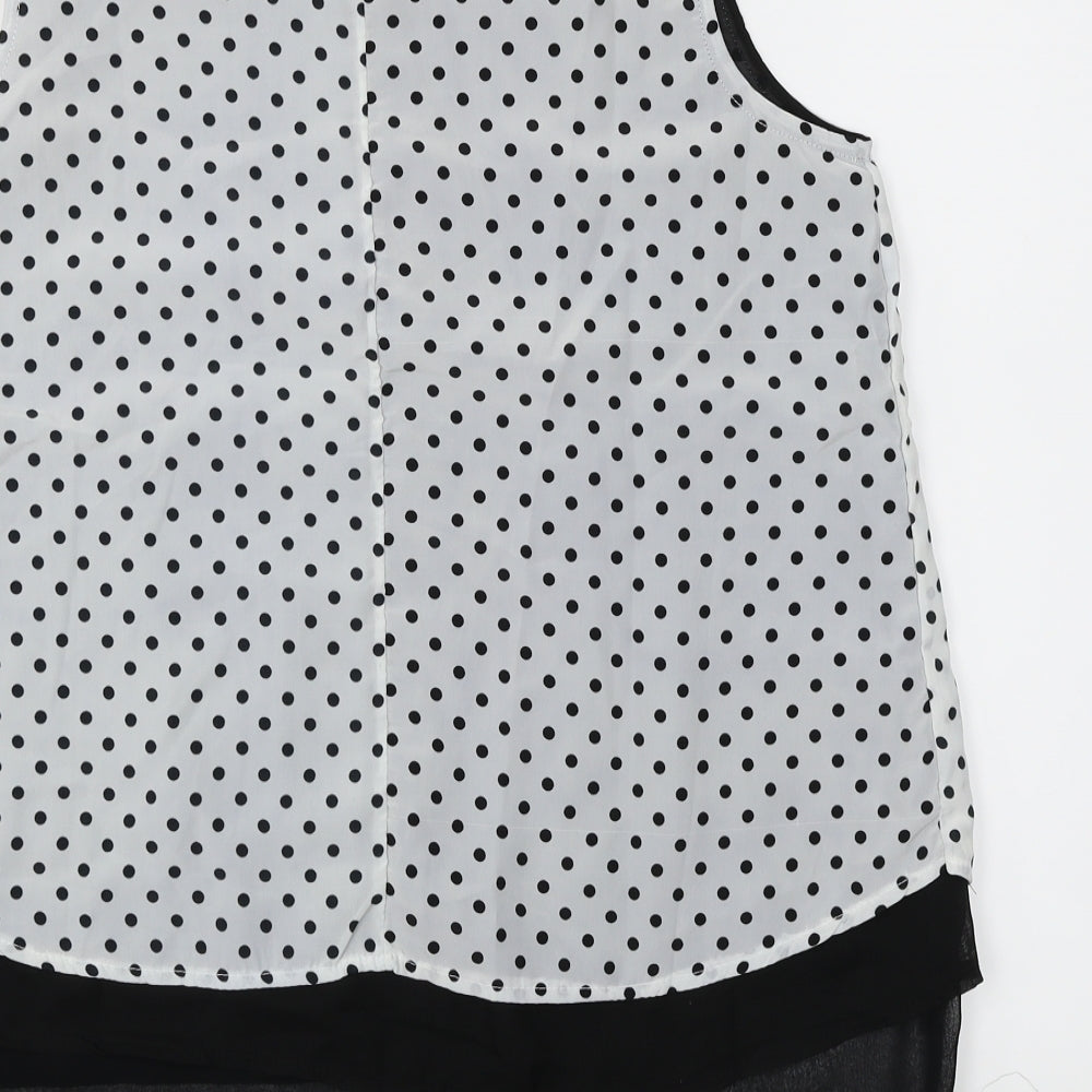 Preworn Womens White Polka Dot Basic Blouse Size M