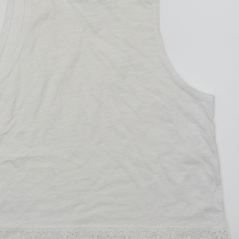 New Look Womens White Cropped Tank Size 8 - Lace trim