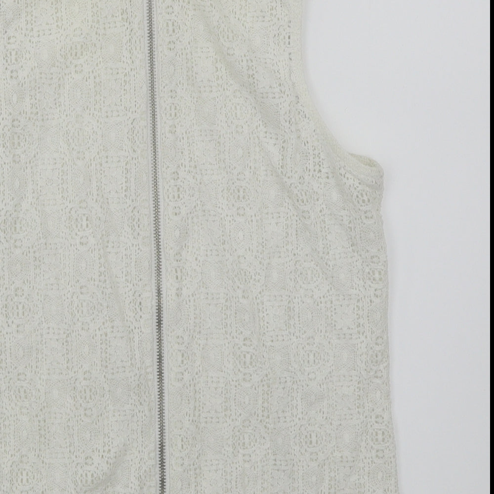 New Look Womens White Floral Basic Blouse Size 8