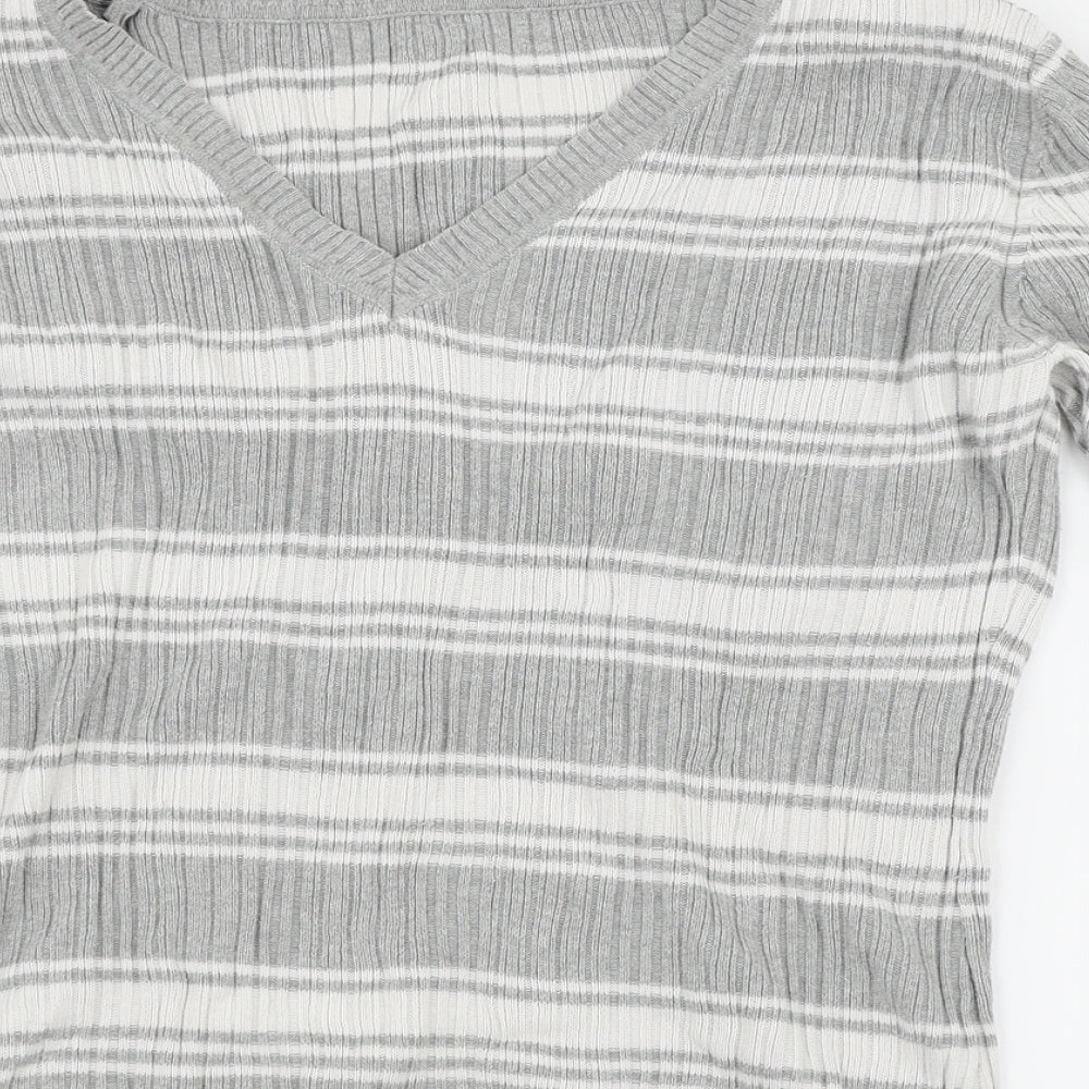 Papaya Womens Grey Striped Pullover Jumper Size 14