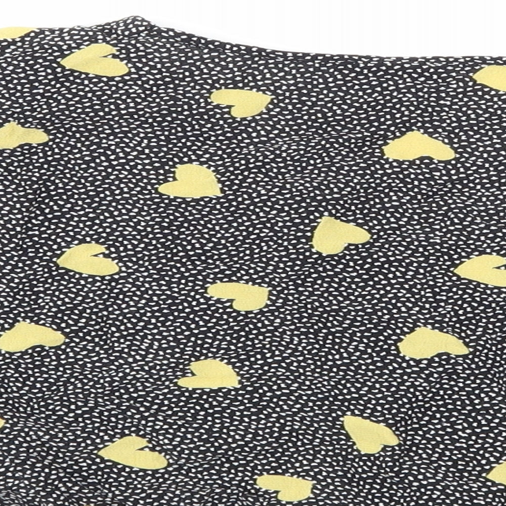 Topshop Womens Black Animal Print Cropped Blouse Size 8