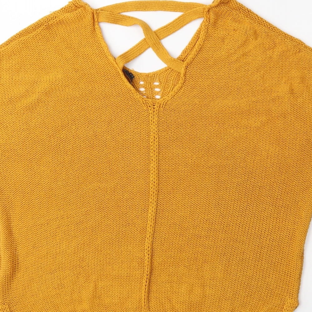 F&F Womens Yellow Knit Pullover Jumper Size 10