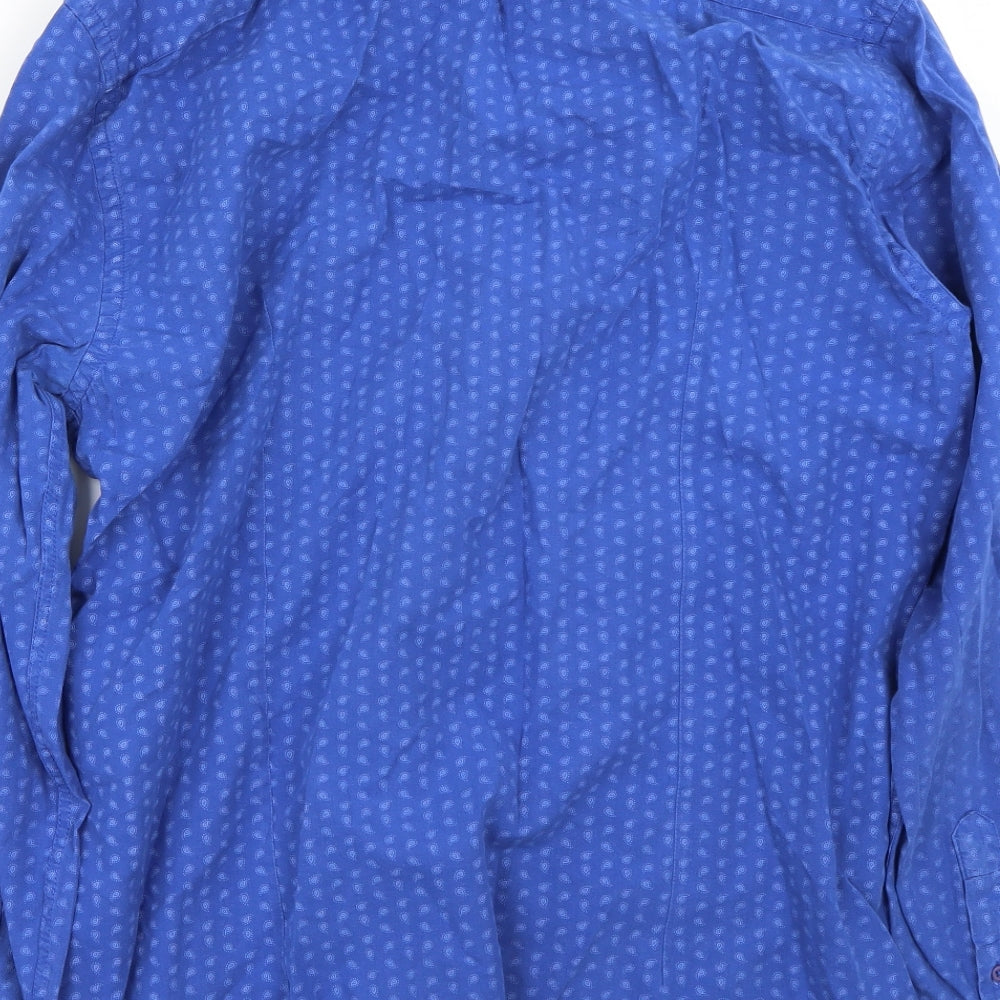 Defacto Mens Blue Button-Up Size L