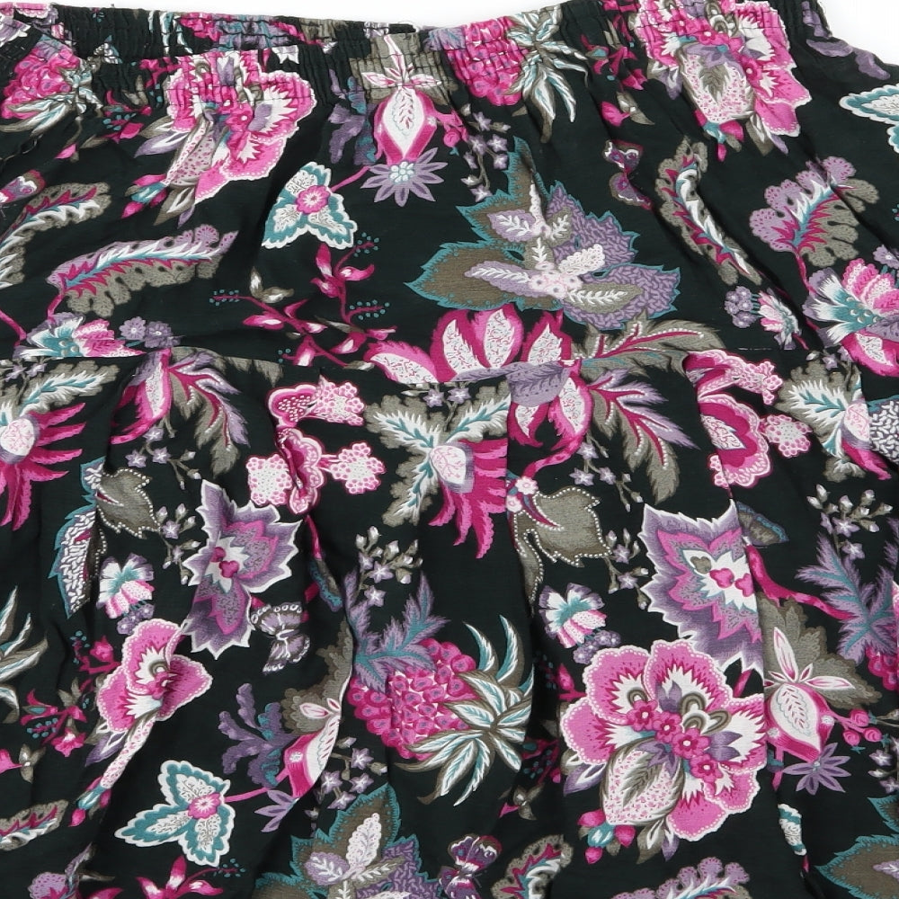 Preworn Womens Multicoloured Floral Jersey A-Line Skirt Size 32 in