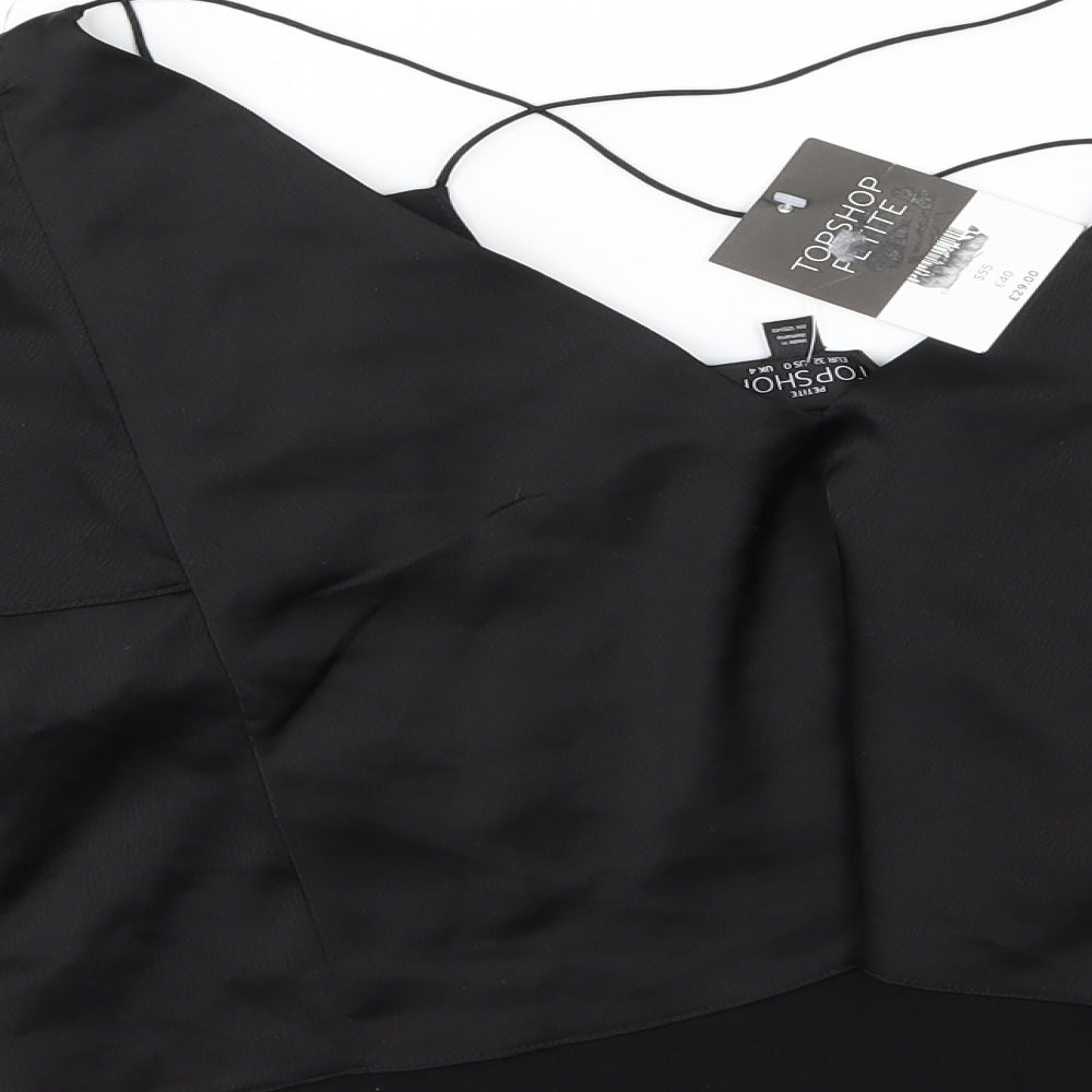 Topshop Womens Black Cropped Blouse Size 4