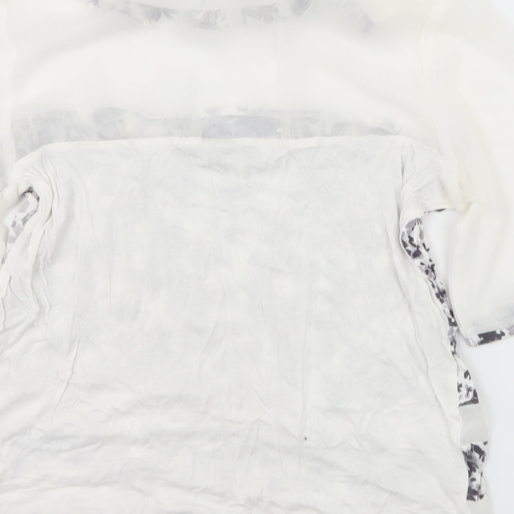 NEXT Womens White Striped Basic T-Shirt Size 10 - Sheer