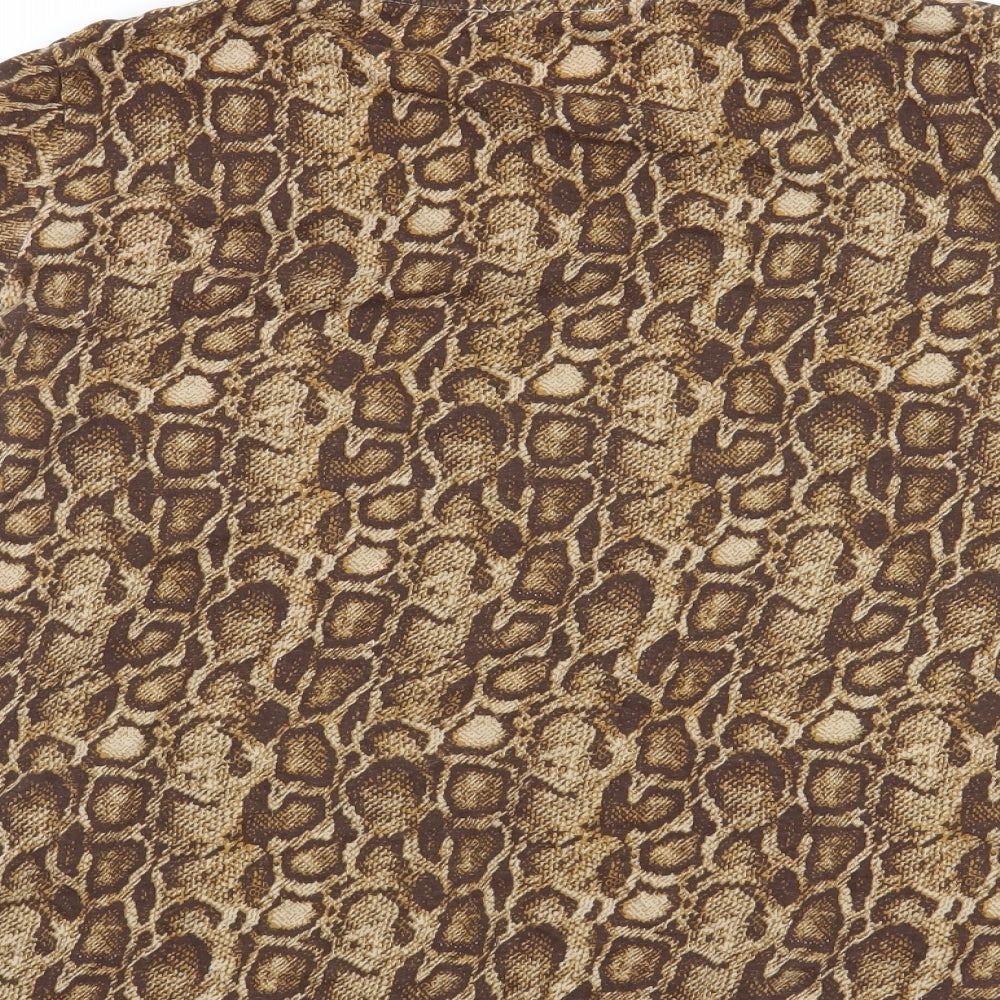 Zara Womens Brown Animal Print Basic T-Shirt Size S