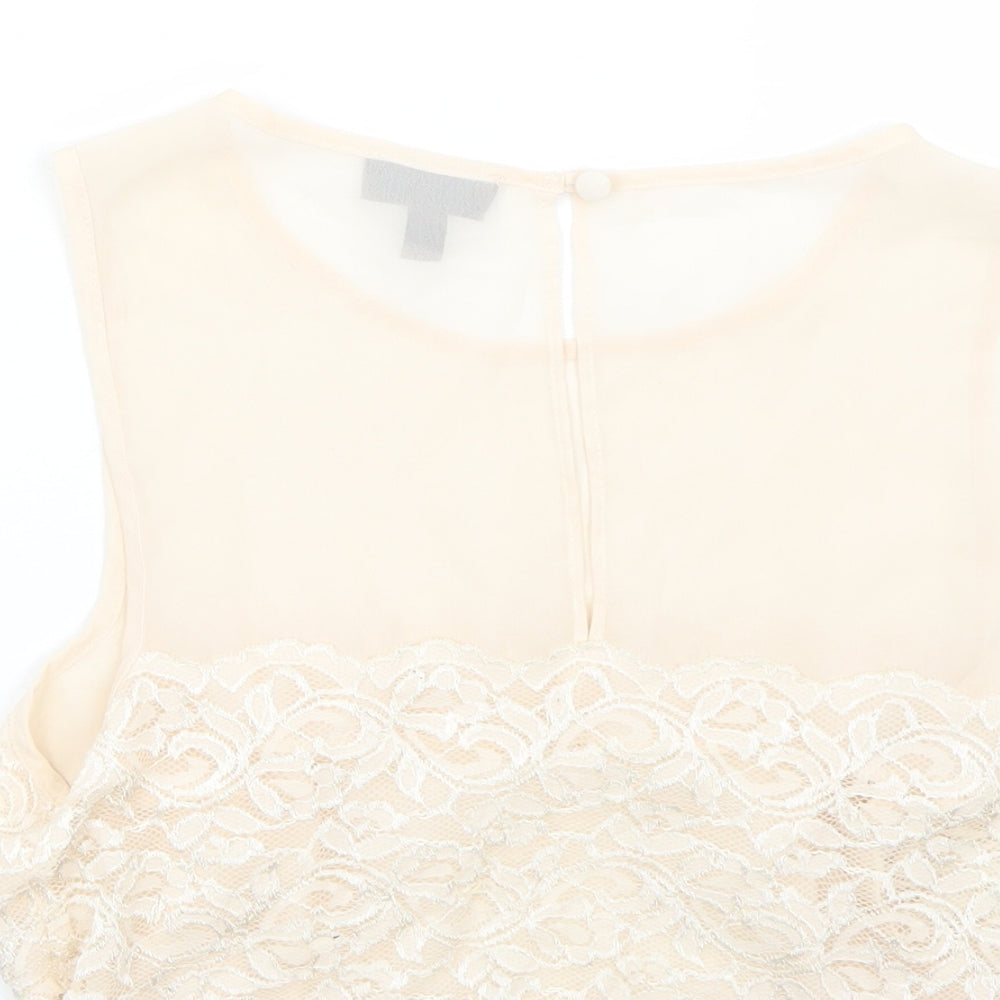 Topshop Womens Beige Basic T-Shirt Size 6