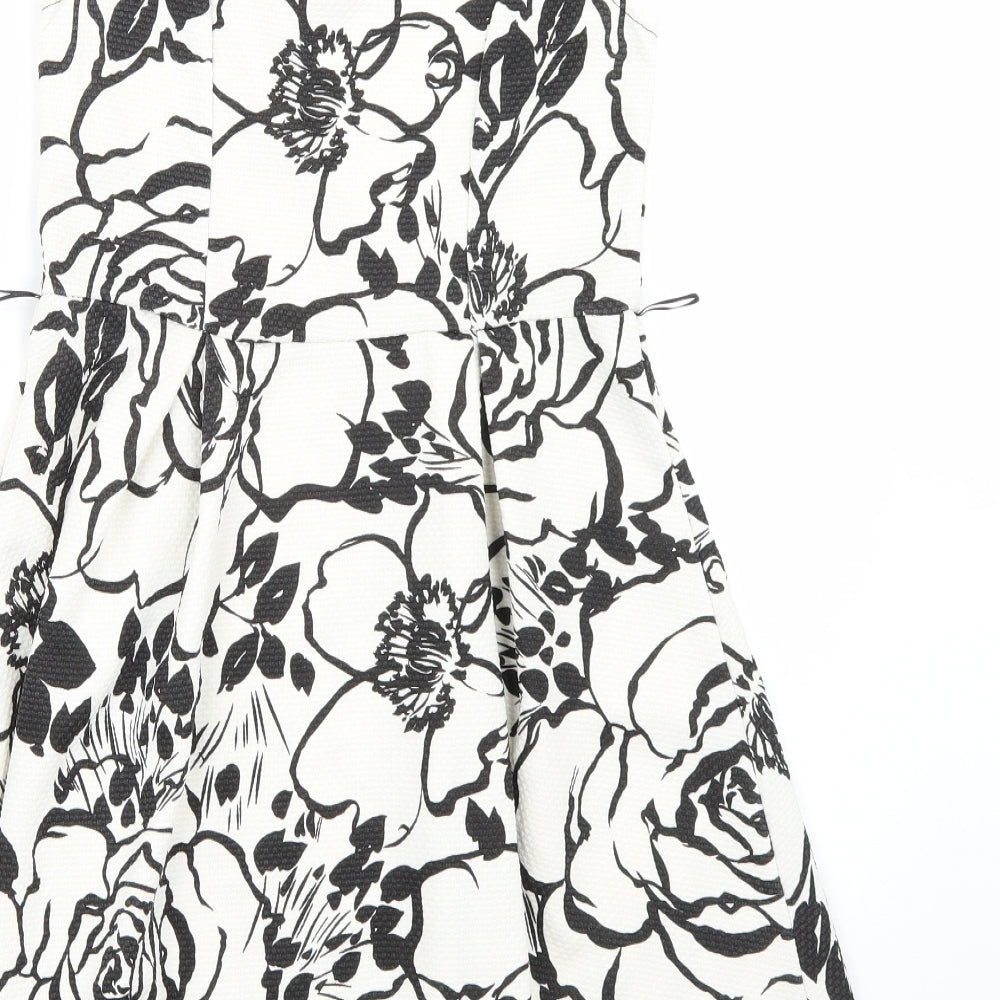 Bloose Womens White Floral A-Line Size S