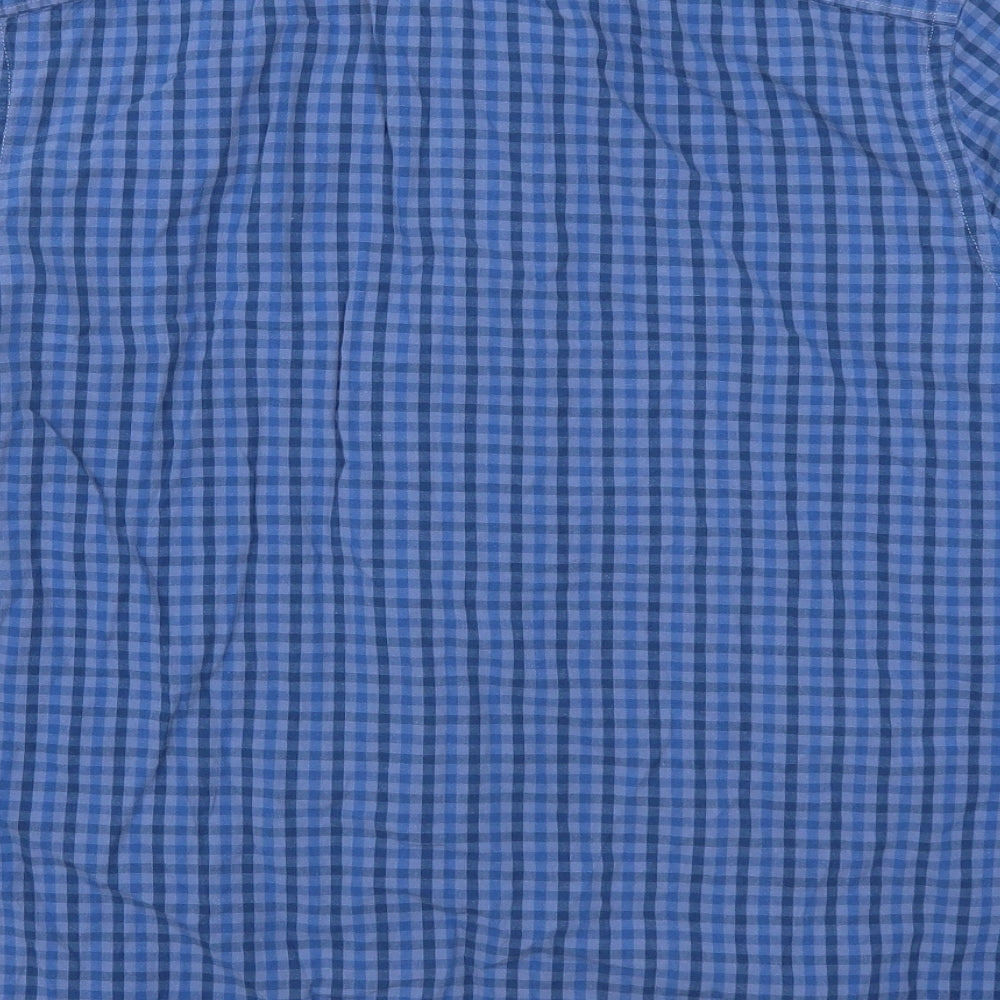 George Mens Blue Check Button-Up Size L