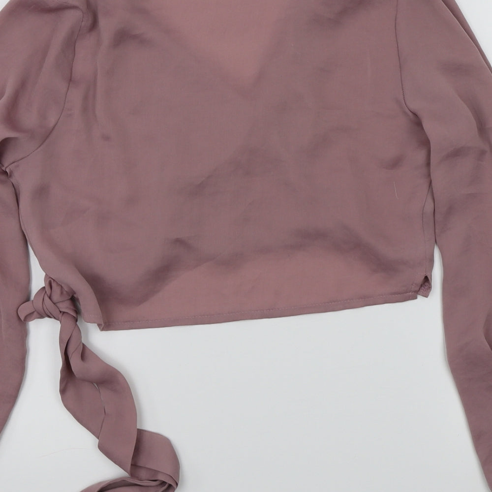 Love & Other Things Womens Pink Cropped Blouse Size S