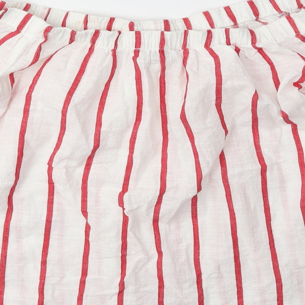 Papaya Womens White Striped Basic Blouse Size 10