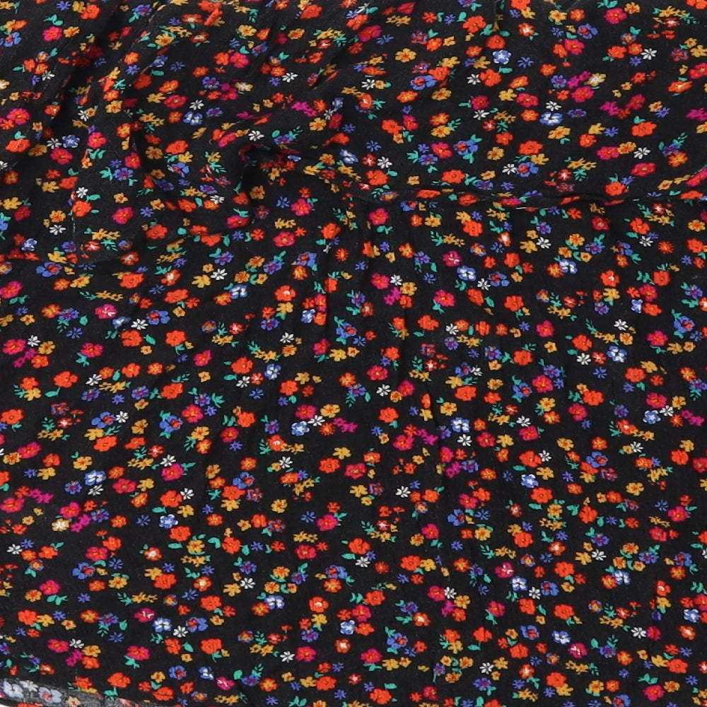 Papaya Womens Black Floral Basic Blouse Size 10