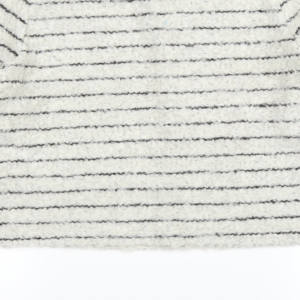 New Look Womens White Striped Pullover Jumper Size 12