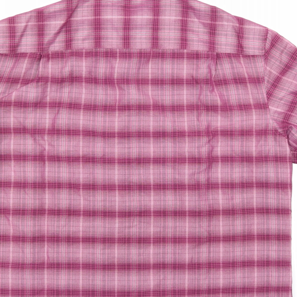 Marks & Spencer Mens Purple Check Button-Up Size L