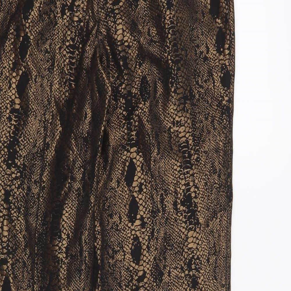 Atmosphere Womens Black Animal Print Trousers Size 8 L27 in