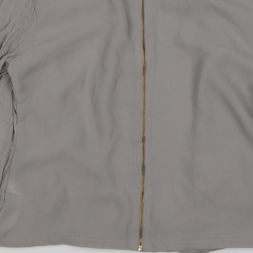 Topshop Womens Grey Wrap Blouse Size 8