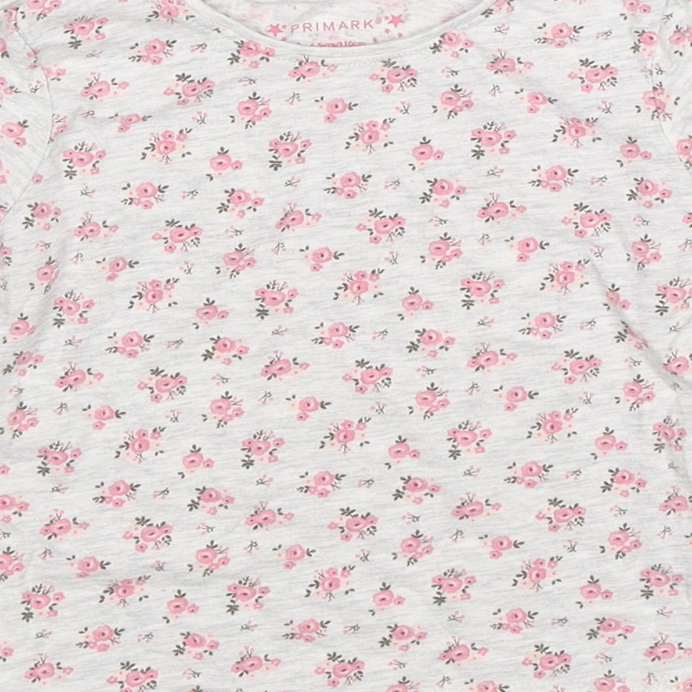 Primark Girls Grey Floral Jersey Casual Size 4-5 Years
