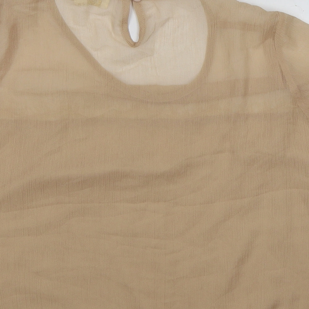 Goldie Womens Gold Floral Chiffon Tunic T-Shirt Size S - lace