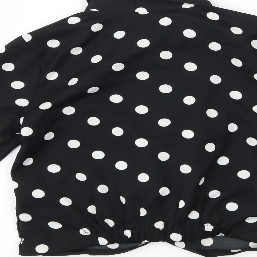 George Girls Black Polka Dot Basic Button-Up Size 4-5 Years - tie front