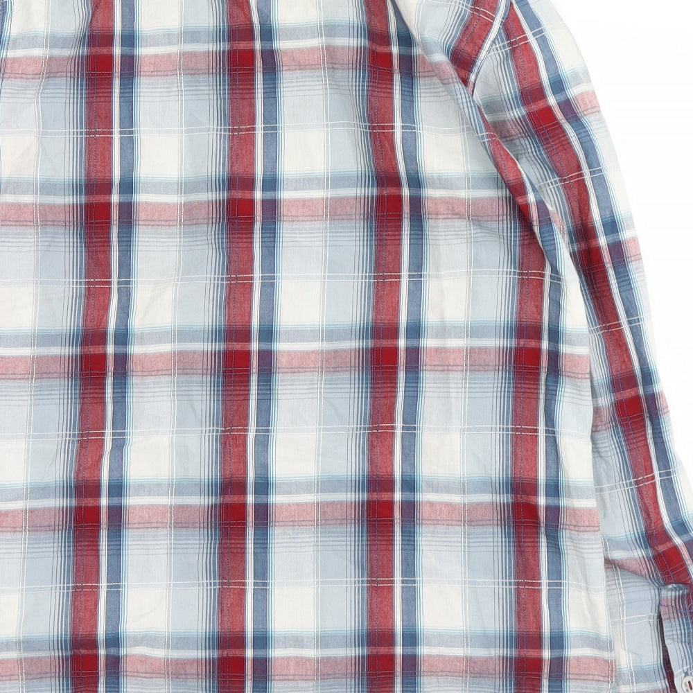 George Mens Red Plaid Button-Up Size M