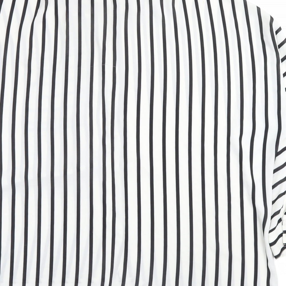Select Womens White Striped Basic Button-Up Size 16