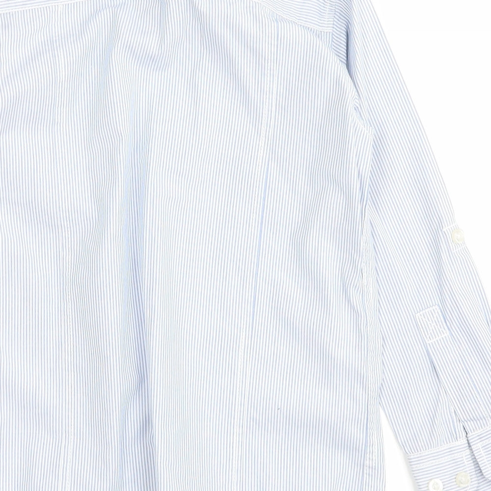 JCJ Boys Blue Striped Basic Button-Up Size 7 Years